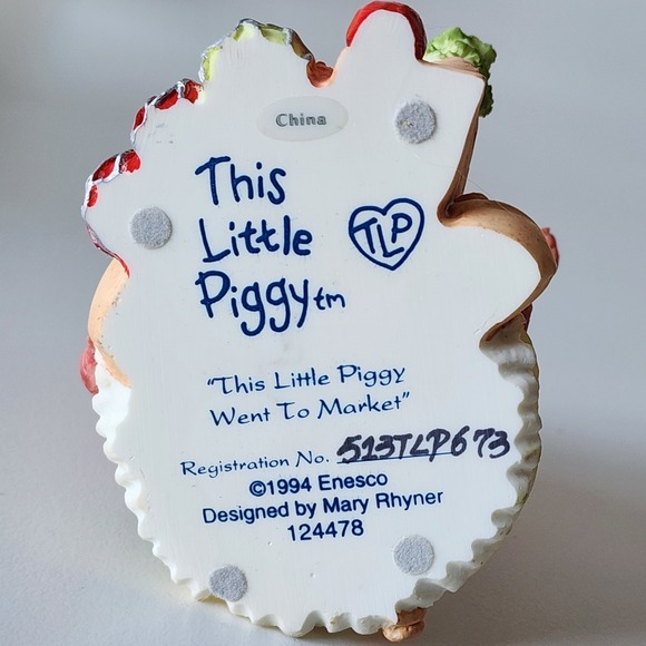 Enesco This Little Piggy Went To Market Collectible Figurine 1994 VTG With Box - Picture 13 of 16